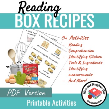 Preview of Reading Recipes Worksheets