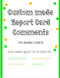 Reading Report Card Comments for Grades 2 and 3