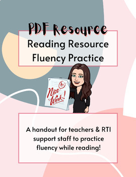 Preview of Reading Resource- Fluency Handout
