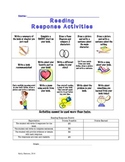 Reading Response Activities Chart with Rubric