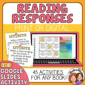 Preview of Reading Response Activity Cards  Reading Activities Choice Boards DIGITAL
