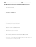 Reading Response Activity for "How the U.S. Government Wor