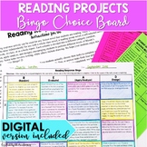 Reading Projects Choice Board DIGITAL and PRINT Distance Learning
