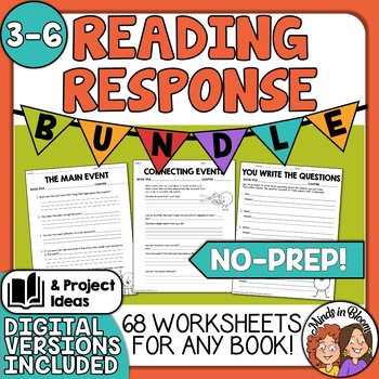 Preview of Reading Response Sheets BUNDLE  Graphic Organizers for Any Book Print or Easel