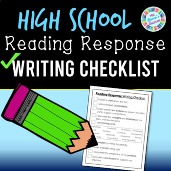 Preview of Reading Response Checklist for High School - PDF and digital!!