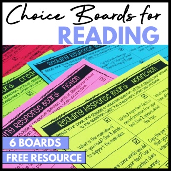 Preview of Reading Response Choice Boards