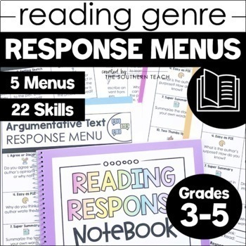 Preview of Reading Response Choice Boards for 3rd 4th and 5th Grade - Reading Genre Menus