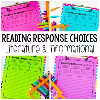 Preview of Reading Response Choices | Print & Digital