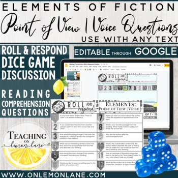 Preview of Reading Response Comprehension Questions Elements of Fiction Point of View Voice