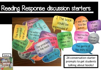 Preview of Reading Response Discussion Starters - literacy, reading, cafe, daily 5, oral