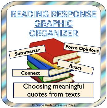 Preview of Reading Response Prompt Worksheet: Summarize Connect Visualize & React to Quotes