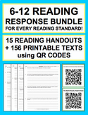 Reading Response Handouts & QR Codes for EVERY Grade 6-12 