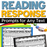 Reading Response Journal Editable Menus - Fiction and Nonfiction