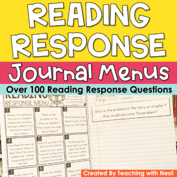 Preview of Reading Response Journal Prompts and Menu Board - Independent Reading