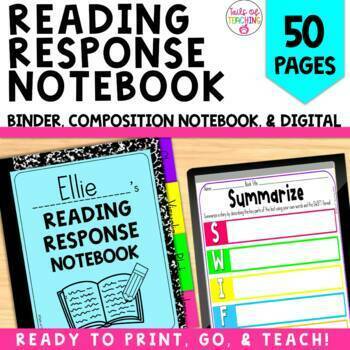 Preview of Reading Response Journal  Reading response notebook Readers notebook