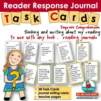 Preview of Reading Response Journals | Task Cards |  Reading | Writing | 3rd Grade ELA