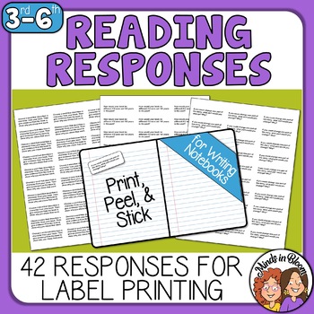 Preview of Reading Response Labels for Interactive Notebooks: 42 different prompts!