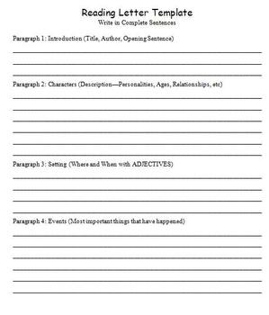 Reading Response Letters For Upper Elementary By Carrie
