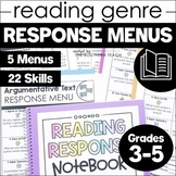 Reading Response Menu Choice Boards for 3rd 4th and 5th Grade