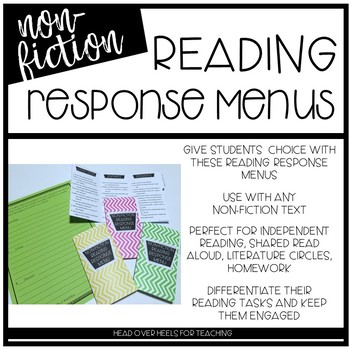 Preview of Reading Response Menu for Non-Fiction {Common Core Aligned}