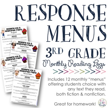 Preview of Reading Response Menus Across the Year {3rd Grade CCSS-Aligned}