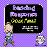 Reading Response Menu Choice Boards -- Prompts for Daily Reading