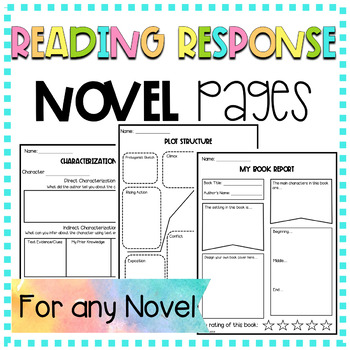 Preview of Reading Response Pages for any Novel, CCSS Aligned, 6th-8th Grade