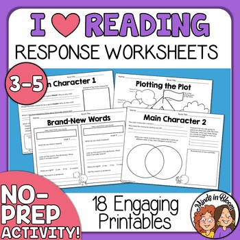 Preview of Reading Graphic Organizers and Worksheets for Any Book - No Prep Activities!