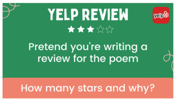 Preview of Reading Response Prompt | Yelp Review