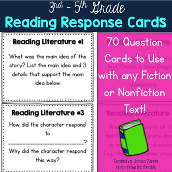 Preview of Reading Response Task Cards - 3rd -5th Grade (Reading Literature/ Informational)