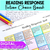 Reading Response Choice Board DIGITAL and PRINT Distance Learning