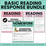 Reading Response BUNDLE |  Task cards, homework log, and q
