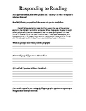 Reading Response Sheet for Interactive Reading Notebook