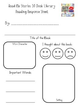 Preview of Reading Response Sheet for Read Me Stories 30 Book Library iPad app