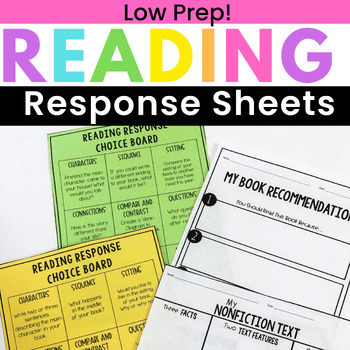 Preview of 2nd Grade Reading Comprehension Response Worksheets - Reading Choice Boards