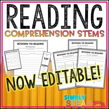 Preview of Reading Response Sheets for Any Book {EDITABLE} | Reading Comprehension Stems