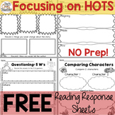 FREE Reading Response Sheets for Higher Order Thinking Skills