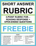 Reading Response Short Answer Rubric Freebie