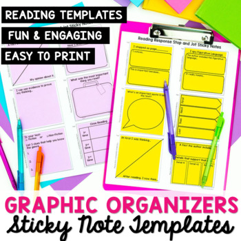 Preview of Reading Response Sticky Note Templates for Comprehension Strategies