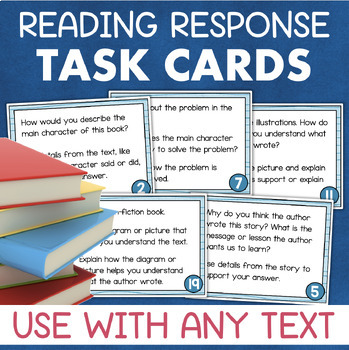 Preview of Reading Response ELA Literacy Task Cards Comprehension Questions for Any Text