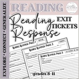 Reading Response Task Cards/Exit Tickets (Reading Skills) ESL/ELA