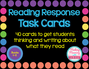 Preview of Reading Response Task Cards (FICTION) for Secondary