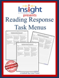 Reading Response Task Menu w/Critical Thinking Questions for Any Book