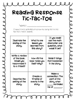 Reading Strategy Tic Tac Toe for Fiction Texts Worksheet