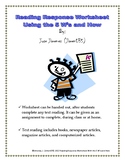 Reading Response Worksheet Using the 5 W's and How