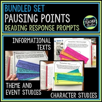 Preview of Reading Response Worksheets to use with any text "Pausing Points" BUNDLE