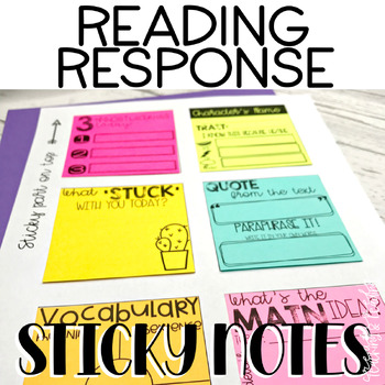 Preview of Printable & Digital Sticky Notes- Reading Response and Graphic Organizers