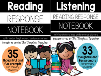 Preview of Reading Response and Listening Center Journal Notebook BUNDLE (K-2)