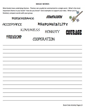 reading response or book club activity pages 21 ideas by msfultzscorner