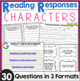 Reading Responses - Character Traits - Task Cards